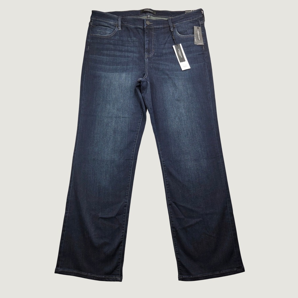 Liverpool Kennedy Straight Jeans Women 20 Halifax Dark Wash Blue Eco Stretch New
